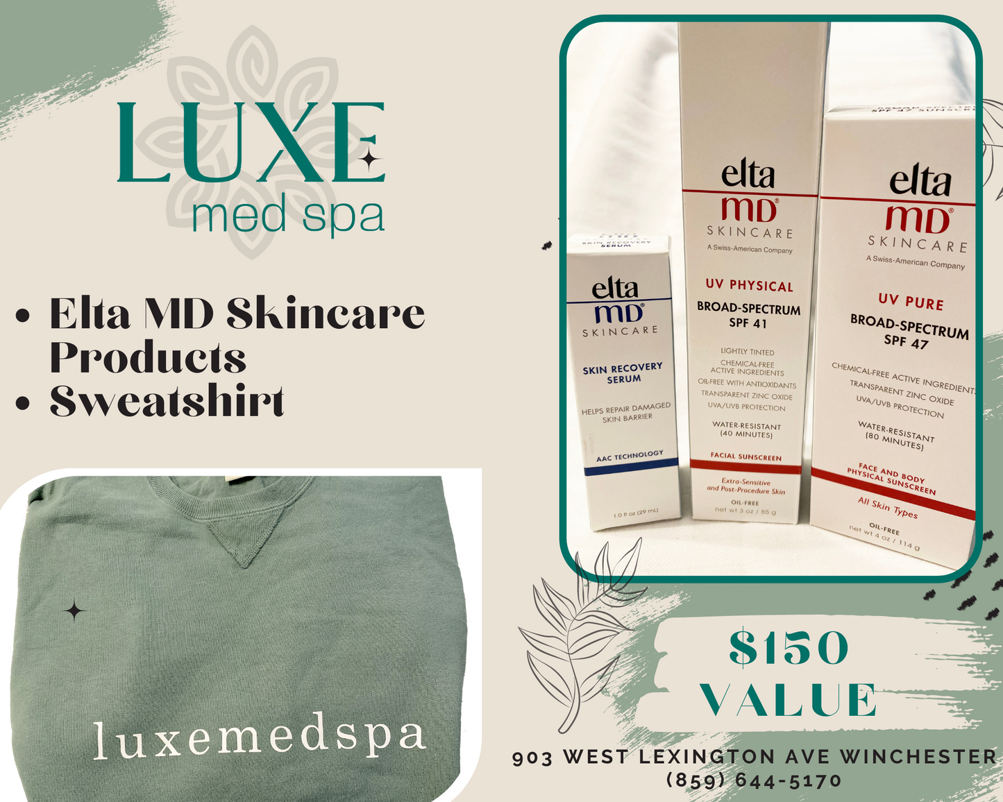 Skincare Products & Sweatshirt